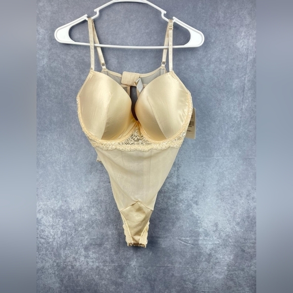 FTF Cosmopolitan Beige Nude Mesh Stain Lace Bodysuit Size 1X - Picture 2 of 14